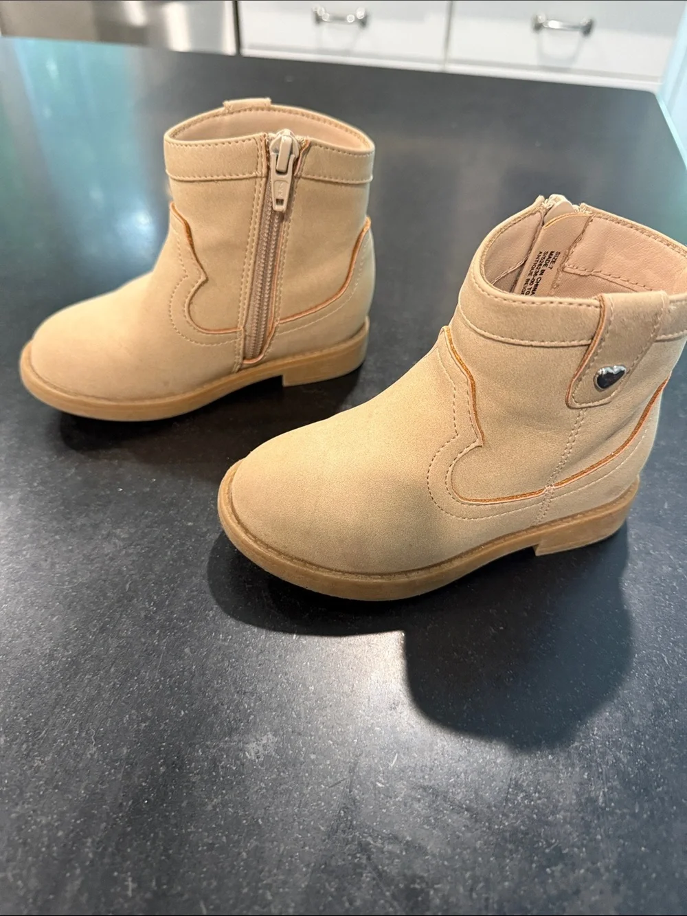 GAP Kids Tan Suede-Look Zip Booties
